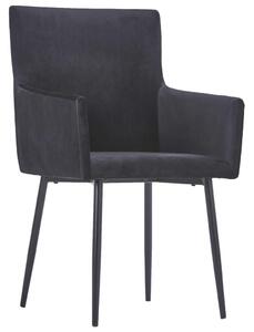 Jedálenské stoličky s opierkami 4 ks, čierne, zamat