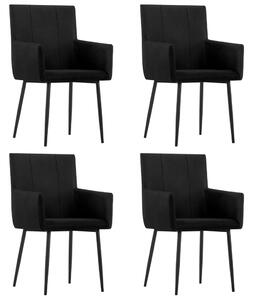 Jedálenské stoličky s opierkami 4 ks, čierne, látka
