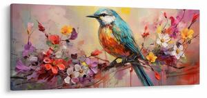 Obraz - Maľba vtáčika (120x50 cm)