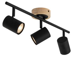 Moderná bodová čierna s dreveným sklopným 3-svetlom - Jeana