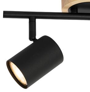 Moderná bodová čierna s dreveným sklopným 2-svetlom - Jeana