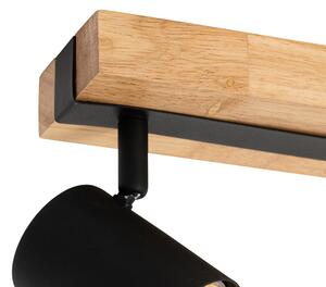 Stropné svietidlo čierne s drevom 2-svetlo nastaviteľné obdĺžnikové - Jeana