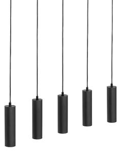 Moderné závesné svietidlo čierne s dreveným 5-svetlom - Jeana