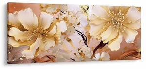Obraz - Zlaté kvety (120x50 cm)