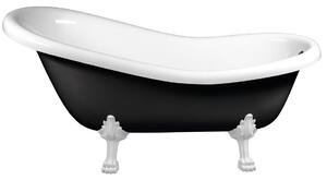 Polysan RETRO voľne stojaca vaňa 147x69,5x67,5cm, nohy biele, čierna/biela (RAL9005)