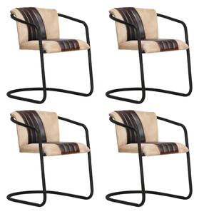 Jedálenské stoličky 4 ks hnedé pravá koža