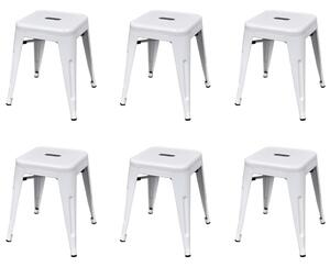Stohovateľné stoličky 6 ks, biele, oceľ