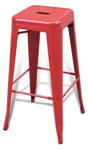 Barové stoličky 6 ks, červené, oceľ