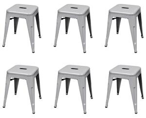 Stohovateľné stoličky 6 ks sivé oceľové