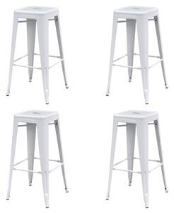 Barové stoličky 4 ks, biele, oceľ