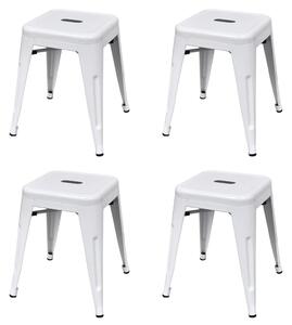 Stohovateľné stoličky 4 ks, biele, oceľ