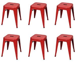 Stohovateľné stoličky 6 ks, červené, oceľ