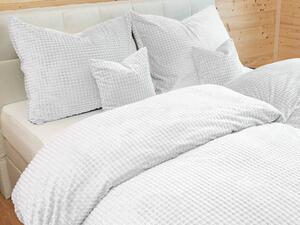 Biante Hrejivé posteľné obliečky Minky kocky MKK-001 Biele Predĺžené 140x220 a 70x90 cm