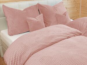 Biante Hrejivé posteľné obliečky Minky kocky MKK-003 Púdrovo ružové Predĺžené 140x220 a 70x90 cm