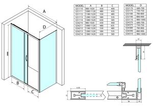 Gelco SIGMA SIMPLY obdĺžnikový sprchovací kút 1200x800mm L/P variant, Brick sklo