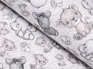 Biante Detské bavlnené posteľné obliečky do postieľky Sandra SA-370 Africké zvieratká na béžovom zebrovanom Do postieľky 90x120 a 40x60 cm