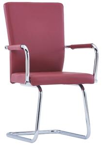 Jedálenské stoličky, perová kostra 6 ks, červené, umelá koža