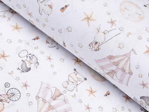 Biante Detské bavlnené posteľné obliečky do postieľky Sandra SA-371 Ružový cirkus so zvieratkami Do postieľky 90x120 a 40x60 cm