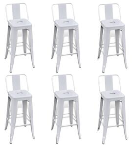Barové stoličky 6 ks biele oceľ