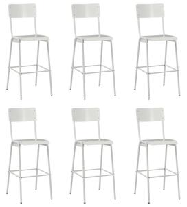 Barové stoličky 6 ks biele preglejka a oceľ