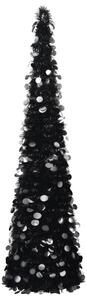 Rozkladací umelý vianočný stromček, čierny 180 cm, PET