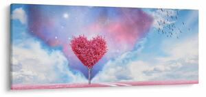 Obraz - Ružový strom srdca (120x50 cm)