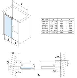Gelco VOLCANO sprchové dvere 1400 mm, číre sklo