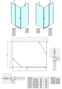 Polysan, ZOOM LINE sprchová bočná stena 800mm, číre sklo, ZL3280