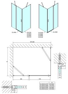 Polysan ZOOM LINE obdĺžnikový sprchovací kút 900x700mm, L/P varianta