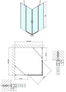 Polysan ZOOM LINE štvorcová sprchová zástena 900x900mm, číre sklo