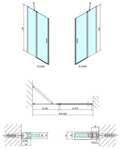 Polysan ZOOM LINE sprchové dvere 900mm, číre sklo