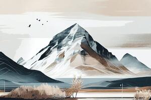 Obraz malebné hory v škandinávskom štýle