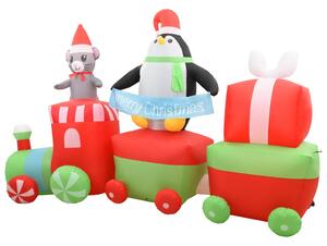 Vianočný nafukovací tučniak s myšou vo vlaku LED IP44 350 cm