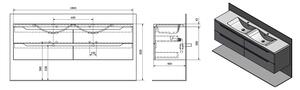 Sapho WAVE dvojumývadlová skrinka 179,7x50x47,8cm, biela/mali wenge