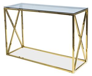 Konzolový stolík Elicita (sklo + zlatá). Vlastná spoľahlivá doprava až k Vám domov. 1050125