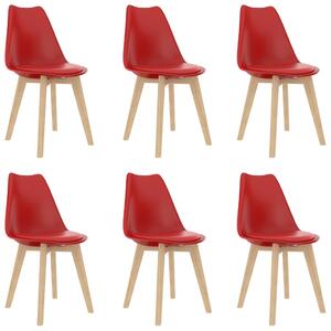 Jedálenské stoličky 6 ks, červené, plast