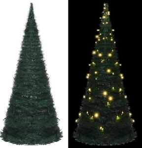 Rozkladací umelý vianočný stromček s LED zelený 210 cm