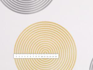 Biante Zamatová obliečka na vankúš Tamara TMR-023 Žlté a sivé designové kruhy na smotanovom 50 x 60 cm