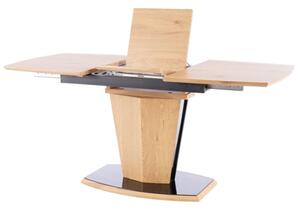 Rozkladací jedálenský stôl 120-160 cm Hastly (dub + čierna) (pre 4 až 6 osôb). Vlastná spoľahlivá doprava až k Vám domov. 1050259