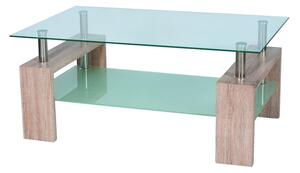 Konferenčný stolík Lilla (sklo + dub). Vlastná spoľahlivá doprava až k Vám domov. 1050419