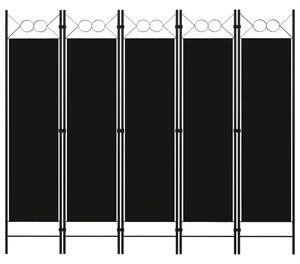 Paraván s 5 panelmi, čierny 200x180 cm