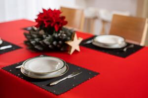 Dekorstudio Luxusné Vianočné prestieranie na stôl s vločkami čierno-zlaté SW27- sada 2 kusy
