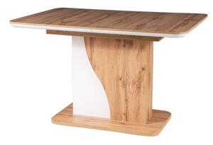 Rozkladací jedálenský stôl 120-160 cm Suzette (dub wotan + biela) (pre 4 až 6 osôb). Vlastná spoľahlivá doprava až k Vám domov. 1050842