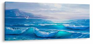 Obraz - Olejomaľba mora s čajkami (120x50 cm)