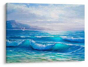Obraz - Olejomaľba mora s čajkami (70x50 cm)
