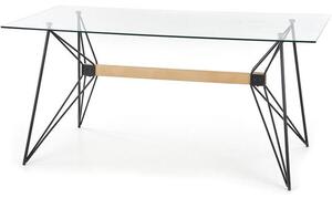 Jedálenský stôl Alyse (prirodne drevo + čierna + sklo). Vlastná spoľahlivá doprava až k Vám domov. 1048627