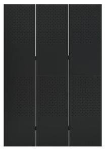 3-panelový paraván čierna 120x180 cm oceľ