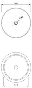 Invena Limnos, okrúhle umývadlo na dosku 36x36x13 cm, biela, INV-CE-59-001-W