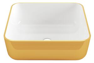 Invena Malaga, umývadlo na dosku 39x39x14 cm, biela-zlatá, INV-CE-39-013-W