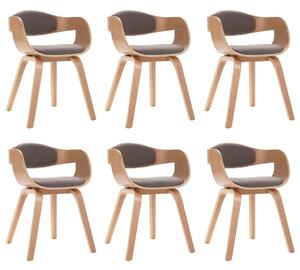 Jedálenské stoličky 6 ks ohýbané drevo a hnedosivá látka